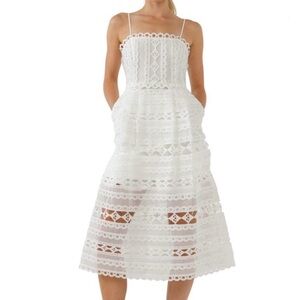 Cutout Lace Midi Dress White